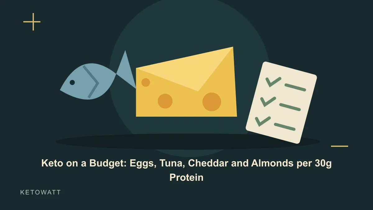 Keto on a Budget: Eggs, Tuna, Cheddar and Almonds per 30g Protein
